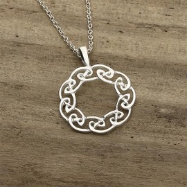 ORTAK 925 Sterling Silver Handmade Pendant Necklace | Lightweight Round Celtic Circlet | Knots Artwork Inspired | High Polished | Celtic Fine Jewellery | Made In Scotland