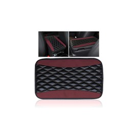 Couslcd Auto Center Console Pad, Universal Waterproof Armrest Seat Box Cover, Car Interior Accessories, Leather Auto Armrest Cover Protector for Most Vehicle, SUV, Truck (Wine Red)