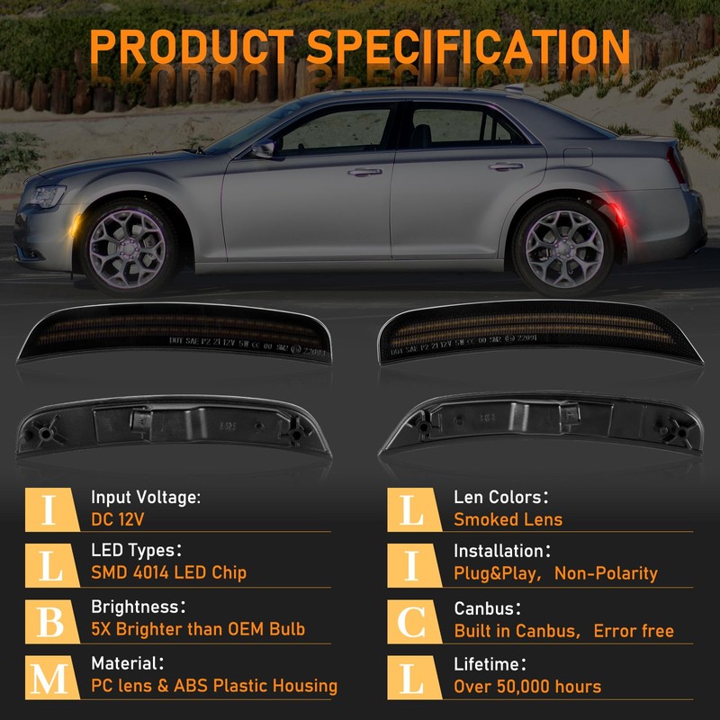 POPMOTORZ Full LED Front Rear Side Marker Lights Kits 4