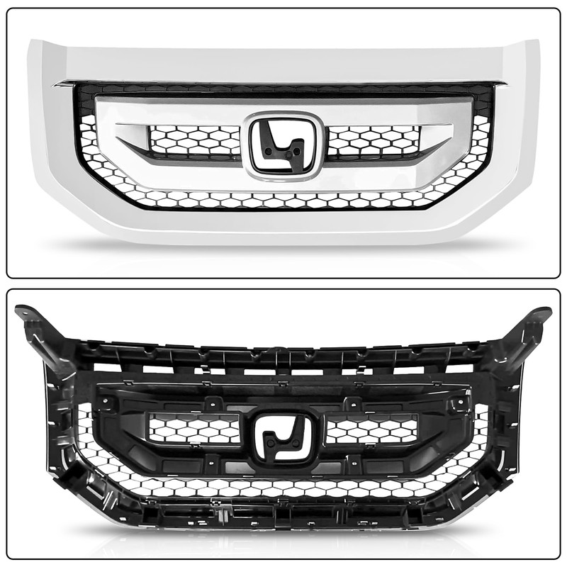 Partsflow Front Bumper Grill Upper Grille With Chrome Compatible With