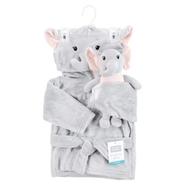 Hudson Baby Unisex Baby Plush Bathrobe and Toy Set, Dreamy Elephant Girl, One Size