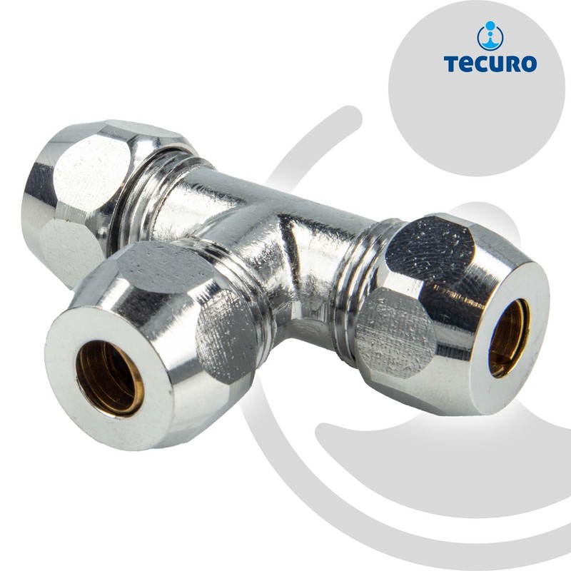 tecuro Crimp Fitting Tee for Diameter 10 mm Copper Pipe