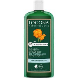 LOGONA Naturkosmetik Sensitive shampoo for naturally healthy hair, suitable for sensitive, sensitive scalp, mild hair shampoo with vegan formula from organic marigold, 1 x 250 ml