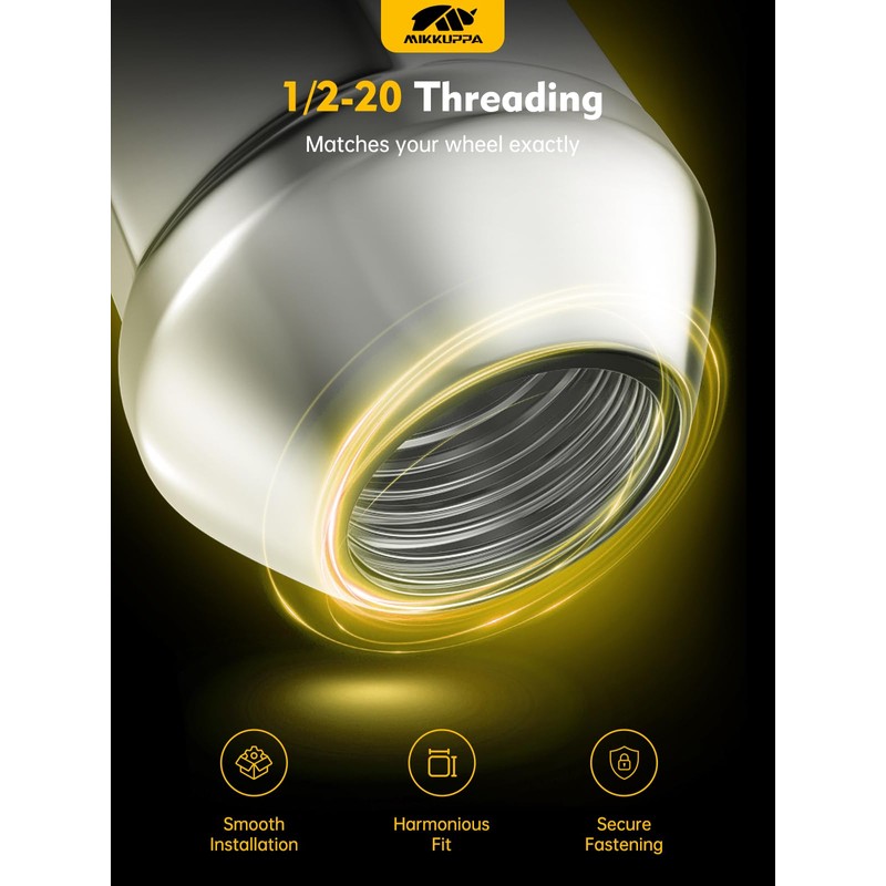 MIKKUPPA 1/2-20 Lug Nuts, 20pcs Triple Layered Chrome Finish Closed