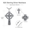 Twoowl Celtic Cross Necklace for Men 925 Sterling Silver Viking