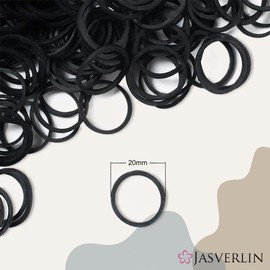 JASVERLIN 1000 Pcs 3/4 inch Black Hair Rubber Bands, Small Rubberbands Ponytail Holder no Damage Mini Tiny Hair Ties Elastics Girls Women Baby