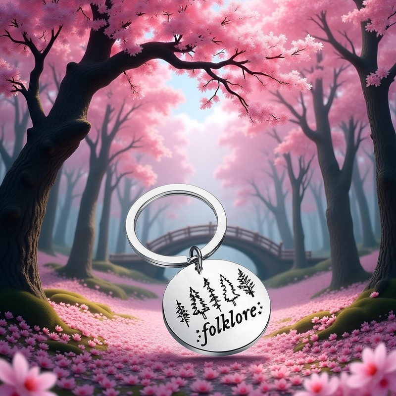 BWESOO Silver Music Gift Folklore Keychain Album Inspired Gift Fans