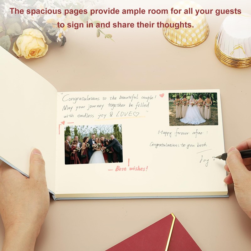 PATIKIL Elegant Guest Book 9"x7" Offset Paper Wedding Guest Book