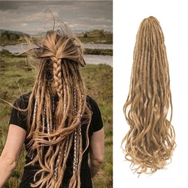 24 Inch Loose Wave Dreadlock Extensions 10 Strands Double Ended French Curly Synthetic Dreadlock Extensions 0.6CM Thin Soft Locs With Curly Ends Crochet Dreads for Black Women （27#）