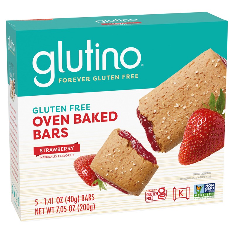 Glutino Gluten Free Oven Baked Bar, Strawberry, Naturally Flavored, 5