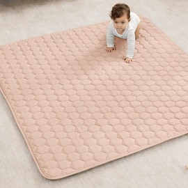 Comfy Cubs Premium Play Mat, Square, 56” x 56” - Soft and Comfortable Kids & Toddler Play Mat with Non-Slip Bottom - Plush Quilted Top Baby Mat for Floor for Playtime and Relaxation - Blush