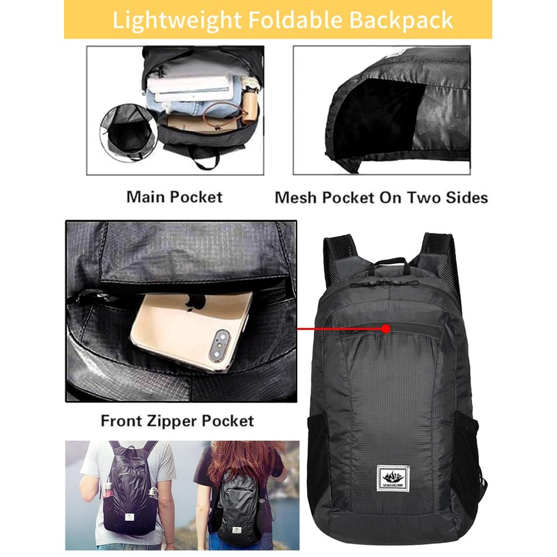 Outdoor Foldable Backpack, Lightweight Mountaineering Shoulder Bag, Waterproof Rock Climbing