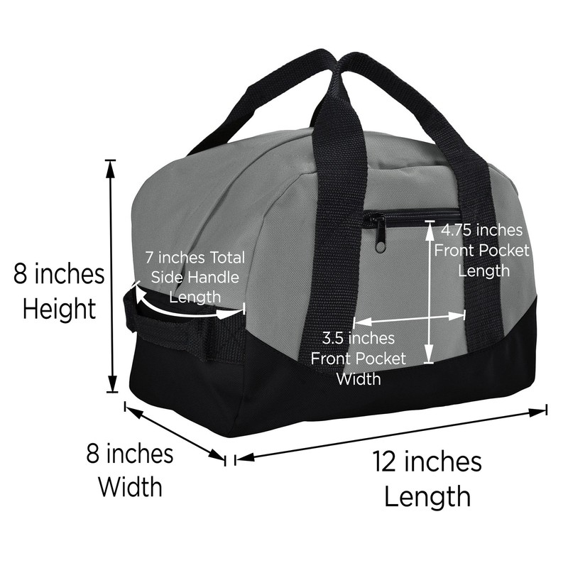 12" Mini Two Tone Duffle Bag in Gray and Black