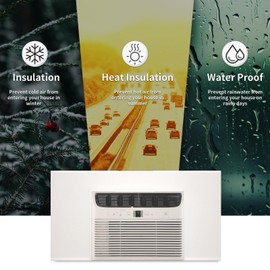 Window Air Conditioner, Side Insulated Foam Panel KT002WHITE, Summer/Winter Heat and Draft Insulation, One Piece Full Surround Insulation Panels Window Seal with 4 edging strips 02 (WHITE)