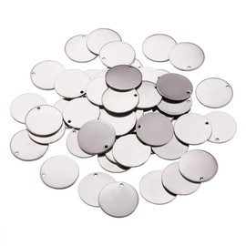 PandaHall 50pcs Stainless Steel Flat Round Blank Stamping Tag Pendants 23x1mm Metal Blank Tags Charms for DIY Jewelry Making