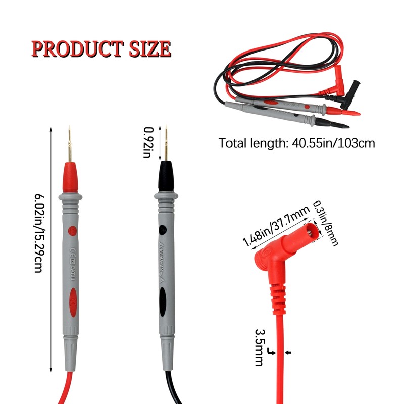 Right Angle Multimeter Leads (40.5"/103cm) for DC 69410 & Compatible