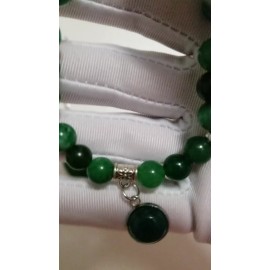 Unbranded Jade Bracelet (Size 6-1/2"-8") Pendant, Earrings & Ring, All in Stainless Steel