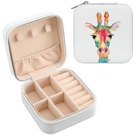 MAYCARI Jewelry Box with Cute Giraffe Pattern Design, PU Leather Jewelry Travel Organizer Case-Rings/Earrings/Necklace Storage Box for Women Birthday Mom Friends Her Bridesmaids Girls Teenage Gifts