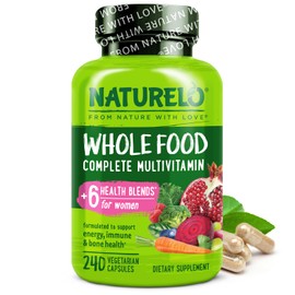 NATURELO Whole Food Multivitamin for Women - with Vitamins, Minerals, & Organic Extracts - Supplement for Energy and Heart Health - Non GMO - 240 Vegan Capsules