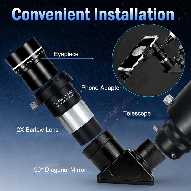 1.25" Telescope Accessory Upgrade Kit with 2 Premium Eyepieces, 2X