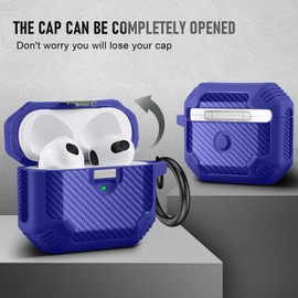 Maxjoy for AirPods 3rd Generation Case Cover with Cleaner Kit Set(10-in-1), Full Body Rugged Hard Shell Protective Case for AirPods 3 Case,Front LED Visible,Blue