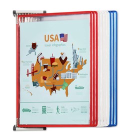 Tarifold Wall Mounted Reference and Display System - National Flag: USA - 10 Double Sided Pockets - Letter Size (W291USA)