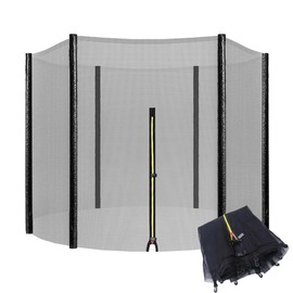 Trampoline Safety Net, 4/4.6/5/6/8/10/12/13/14/16FT Garden Trampoline Replacement Fences, Kids Protective Net,366cm-8Poles-12ft,Black