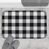 Asamour Checkered Bath Mats for Bathroom, Fluffy Plush Shaggy Absorbent
