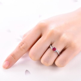YL Women's Engagement Ring / Wedding Ring, 925 Sterling Silver with 5 mm 3A Cubic Zirconia, Women’s Infinity Ring, Silver, July, Ruby