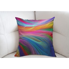 Mugod Multicolor Rainbow Cushion Cover Throw Pillow Covers Abstract Fractall Rainbow Ocean Pillow Case for Men Women Decorative Home Sofa Chair Couch 45x45cm/18x18 Inch