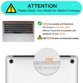 MOSISO Silicone Keyboard Cover Protective Skin Compatible with MacBook Pro 13 inch 2017 2016 Release A1708 Without Touch Bar & Compatible with MacBook 12 inch A1534, Midnight Green