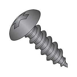Small Parts 1008APTBZ Steel Sheet Metal Screw, Black Zinc Plated Finish, Truss Head, Phillips Drive, Type A, #10-12 Thread Size, 1/2" Length (Pack of 100)