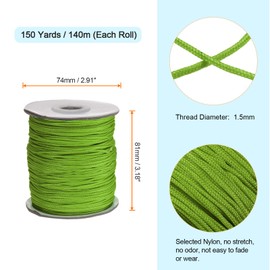 uxcell 1.5mm Nylon String Cord 150 Yards Nylon Satin String Bracelet String Chinese Knotting Cord Beading Thread for Jewelry Making Braided Necklaces Macrame Trim Craft Apple Green