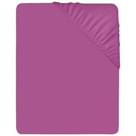 West Midlands Homeware Double Fitted Sheet Soft Brushed Microfibre Fabric Bed Sheets Extra Deep Pocket Shrinkage & Fade Resistant Deep Fitted Sheets Breathable Washable, Purple
