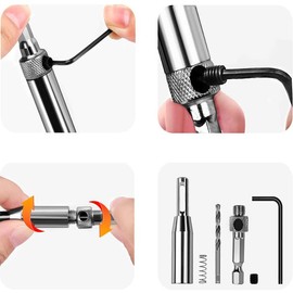 AIMALL 4pcs Self-Centering Drill Bits Set with Hex Shank, Pilot Door Hinge Hole Screw Guide for Woodworking and Cabinet Installation