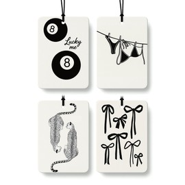 FISWAFY Dark Coquette Girly Car Air Freshener 4 Pcs, Retro Black Lucky 8 Ball Cheetah Hanging Air Freshener for Cars Closet Drawer Books, Preppy Cute Car Accessories Mirror Decor for Women