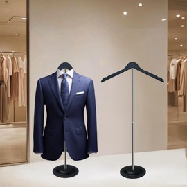 Gecauoea Shirt Display Stand 20-36“ Mannequin Torso with Pure Wood Hangers Dual Non-Slip Design, Stable Metal Base, Ideal T-Shirt Dress Form Display for Vendors, Retail, and Daily Use (Black, 1 Pack)