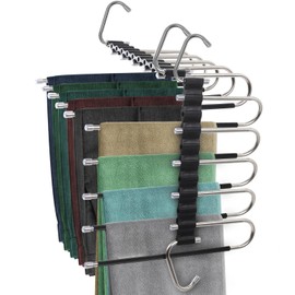 2 Pack Pants Hangers Space Saving,Anti-Slip Multi-Functional Pants Rack,Two Hanging Modes Closet Organizers and Storage for Pants Jeans Skirts Scarf Legging.