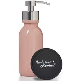 Coral Wide Mouth Glass Soap Dispenser with Chrome Metal Pump - Includes Non Slip Bottom and Counter top Protector. 16oz Glass Jar Lotion Bottle by Industrial Rewind (Coral/Chrome)