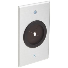 C2G Legrand Cable Pass Through with Rubber Grommet, Grommet Wall Plate Works as Pass Through Wall Plate, Brushed Aluminum, Silver, 1 Count, C2G 40489