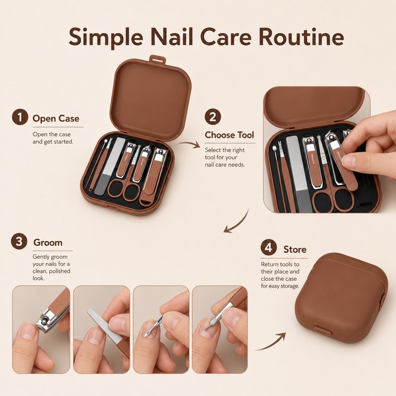 7-Piece Manicure Nail Clipper Set with Case – Portable Nail