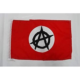 Anarchism White ring Flag 18'' x 12'' cords - anarchist SMALL flags 30 x 45cm - Banner 18x12 in - AZ FLAG