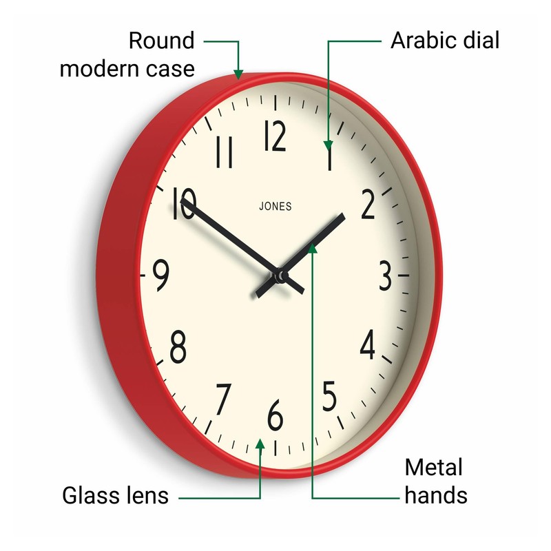 JONES CLOCKS® Studio Wall Clock | Modern Round Clock |