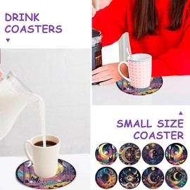 Kinberry Diamond Painting Coasters Kit - 8 Pcs Holder DIY Diamond Art Coasters Kits for Beginners Adults and Kids Art Craft Supplies Gifts