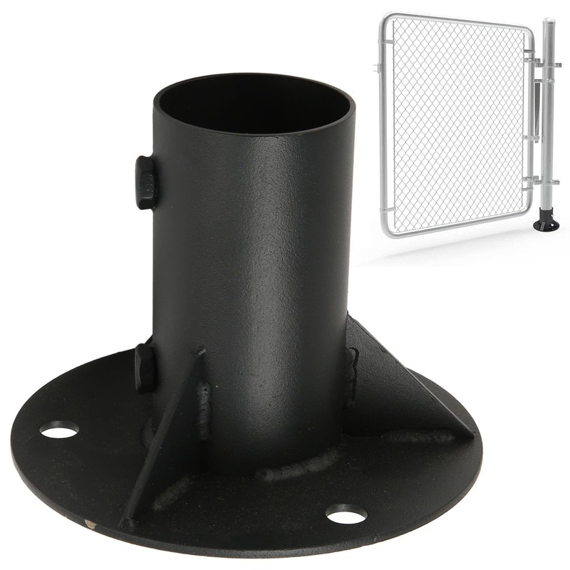 Chain Link Fence Pole Floor Flange, Heavy, Solid Fence Post