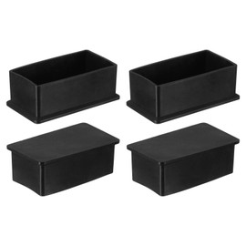 sourcing map Rubber Furniture Leg Caps, 4Pcs 40x80mm Rectangle Chair Leg Tips Caps, Furniture Foot End Caps Covers Floor Protectors for Table, Chair, Machinery Equipment Feet, Black