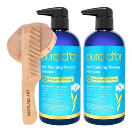 westlake art Anti Thinning Shampoo, 16 Oz - Anti Hair Thinning Shampoo | Bundled With Wooden Comb - Biotin & Dht Blockers For Thicker, Healthier Hair For Men & Women Hair Loss Shampoo ~ [Pack Of 2]