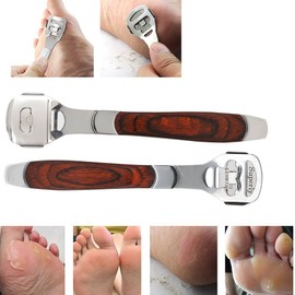 Foot Scraper, Pedicure Knife, Multi-function Pedicure Knife Wooden Handle Stainless Steel Dead Skin Remover Foot Scraper, Foot Files for Foot Caring, Removing Solid, Cracked Skin(02#)