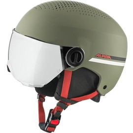 ALPINA Children's Zupo Visor Q-lite Ski Helmet, Olive Red Matt, 48-52