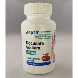 Docusate Sodium 100 MG Softgels Generic for Colace 100 ea 3 Pack Total 300 Softgel Capsules